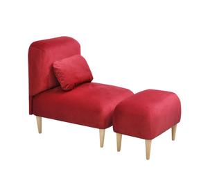 Fotel z podnóżkiem i poduszką „Jupi”, malinowy