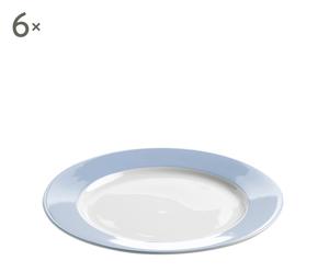 Zestaw 6 talerzy „Polka Dot”, biało-błękitny
