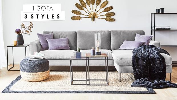 1 Sofa, 3 Styling-Ideen