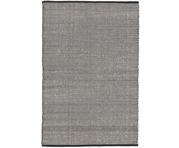 Tappeto in lana color nero/crema tessuto a mano Amaro, 120x180 cm