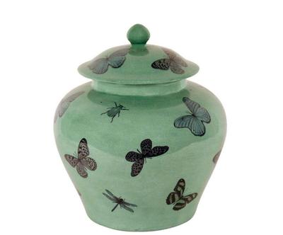 Nádobí s pokličkou "Butterflies Green III”, Ø 23, výš. 26 cm