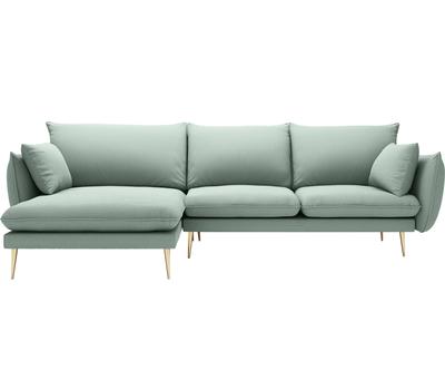 Ptimstn rohov pohovka "Elio Mint & Gold Metal”, 170 x 251 x 97 cm