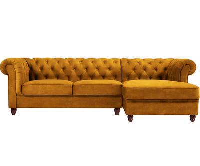 Ptimstn rohov pohovka "Phoebe Yellow & Brown Beech Wood”, pravostrann
