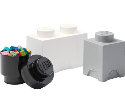 Sada 3 dóz "LEGO® 3 v 1 Černá, šedá, bílá”, 25 x 25 x 18 cm
