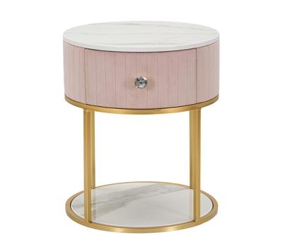 Noční stolek "Montpellier Pink”, Ø 42, výš. 48 cm