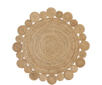 Kulat koberec z juty v boho stylu "Niago,” run vyroben, Ø 150 cm