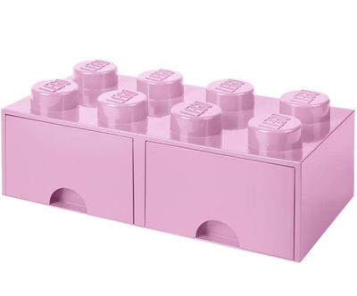 Krabička s 2 zásuvkami LEGO® Brick 8 Light Pink