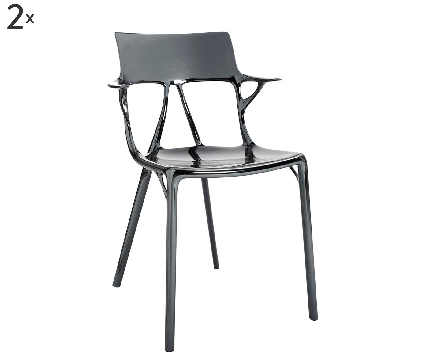 Komplet 2 krzeseł „A.I. Metal titanio”, 54 x 53 x 81 cm