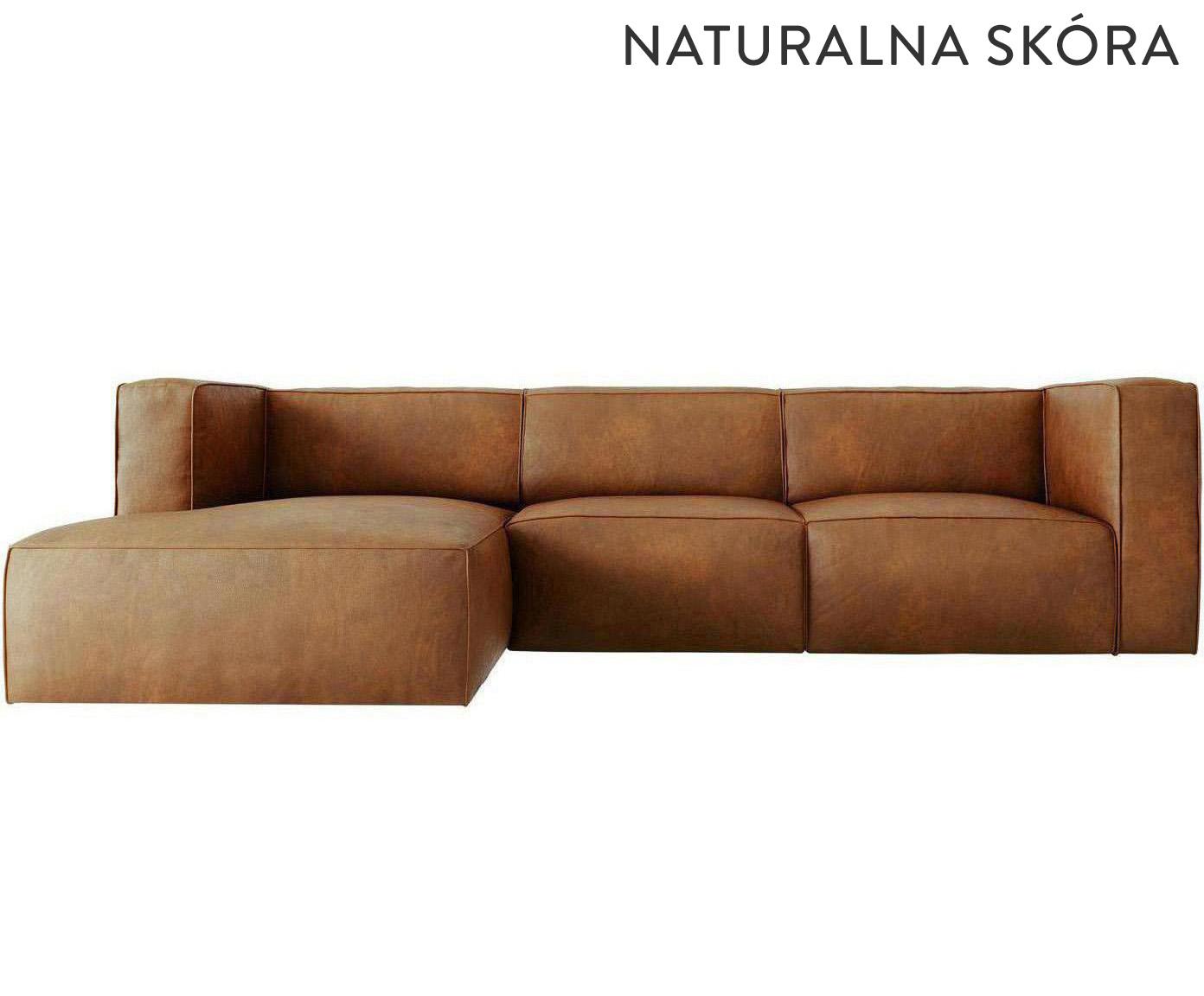 Skórzana sofa narożna 5-osobowa lewostronna „Muse Brown & Black Plastic”, 310 x 168 x 72 cm