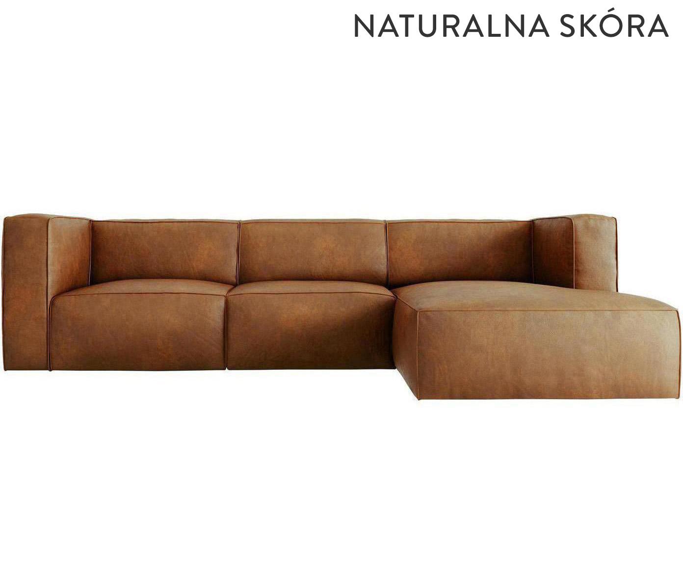Skórzana sofa narożna 5-osobowa prawostronna „Muse Brown & Black Plastic”, 310 x 168 x 72 cm