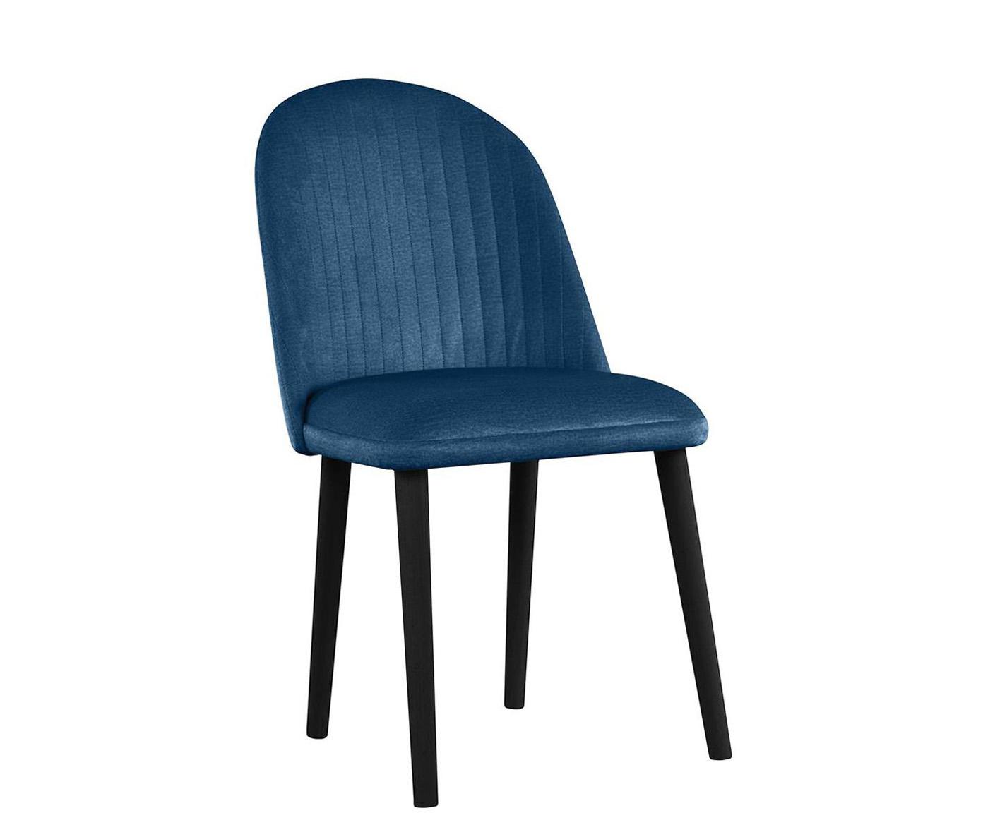 Krzesło „Charlotte Blue Striped I Black”, 55 x 49 x 88,5 cm