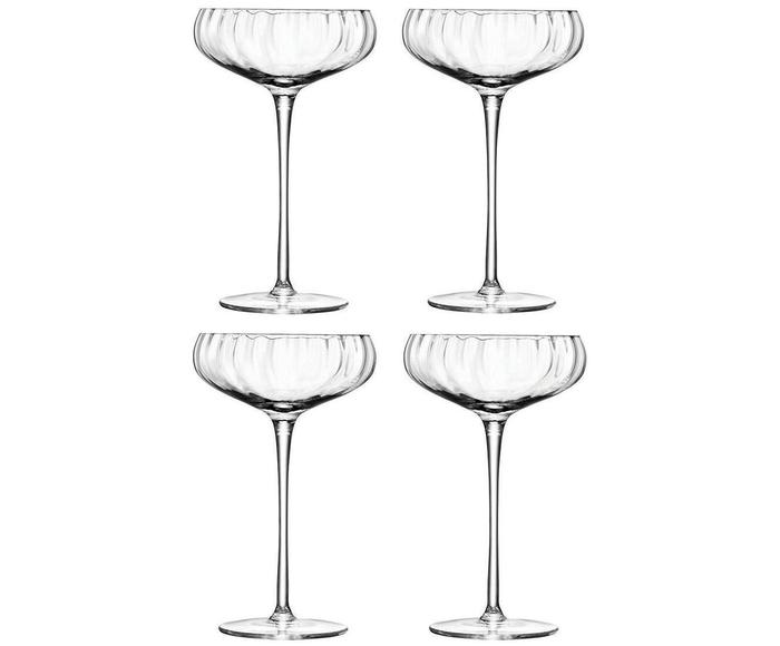 Set van 4 handgemaakte champagneglazen Aurelia