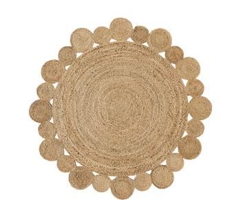 Runder Jute-Teppich Niago im Boho Style, handgefertigt, Ø 150 cm