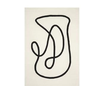 Tappeto in lana color bianco crema/nero taftato a mano Line, 160x230 cm
