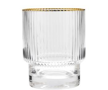 Handgefertigtes Wasserglas Minna mit Rillenrelief und Goldrand, 4 Stück