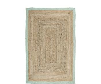 Handgefertigter Jute-Teppich Shanta mit mintgrünem Rand, B 200 x L 300 cm