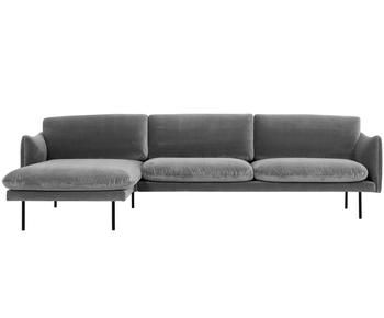 Sofa narożna z metalowymi nogami lewostronna „Moby”, 280 x 160 cm