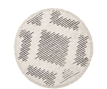 Runder Boho-Baumwollteppich Fini mit Fransen, handgetuftet, Ø 200 cm
