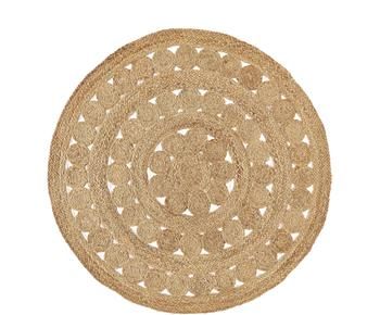 Runder Jute-Teppich Shyam im Boho Style, handgefertigt